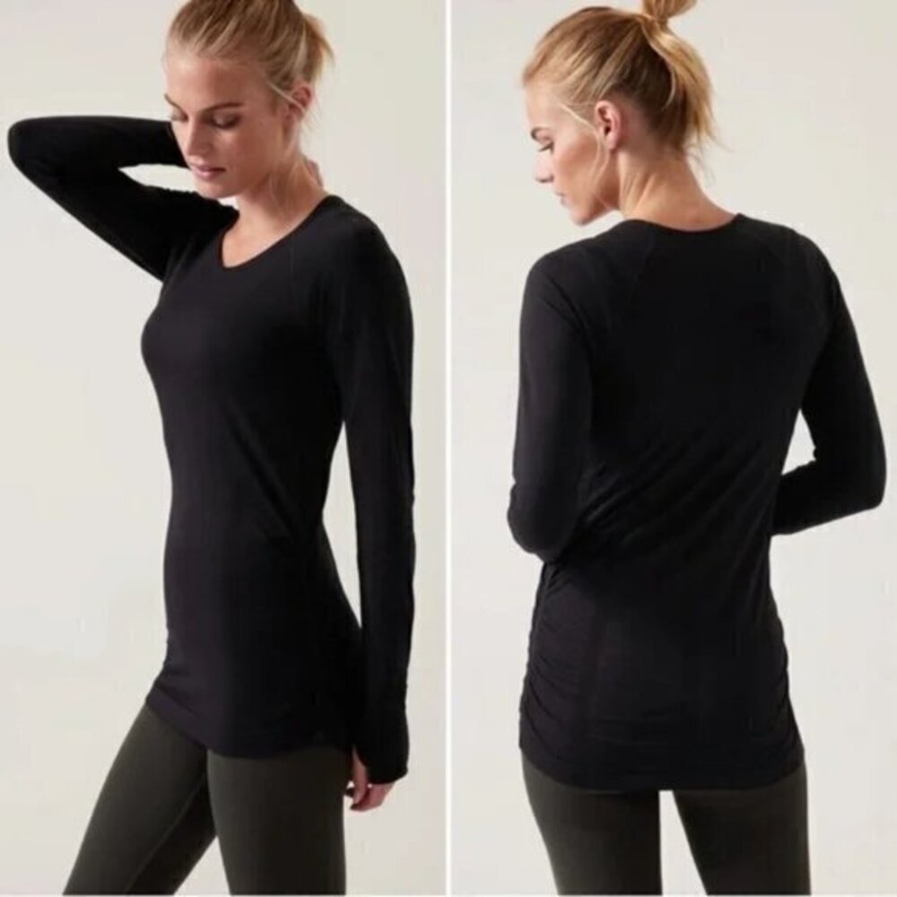 Athleta Speedlight Long Sleeve Crew Top XS Black